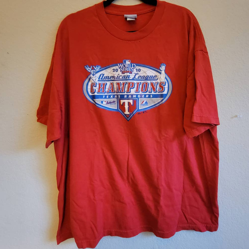 Majestic Texas Rangers 2010 World Series Red American League Champions Tee XXL
